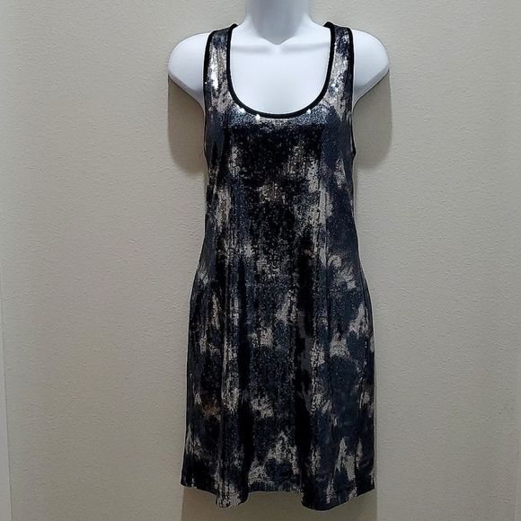 ANDREA BEHAR (Boston Proper) SPARKLING HOLIDAY/PARTY DRESS, Sz 10, Black-Silver - Picture 1 of 13